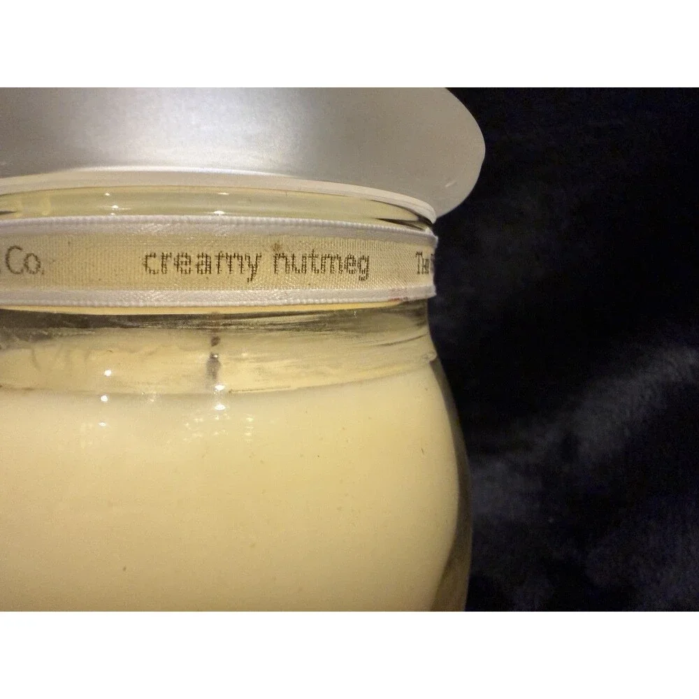 White Barn Candle Co. Creamy Nutmeg Frosted Lid Jar Candle Vintage Discontinued